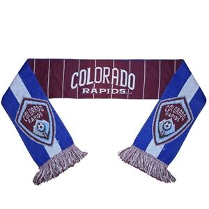 Colorado Rapids MLS Soccer Scarf Ruffneck Burgundy Blue Fringe Colorado Flag